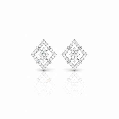 Diamond Shape Sparkling Sterling Silver Earrings for Women