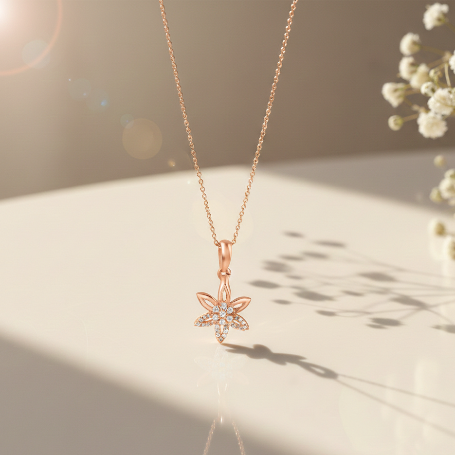Rose Gold Tri Petal Pendant