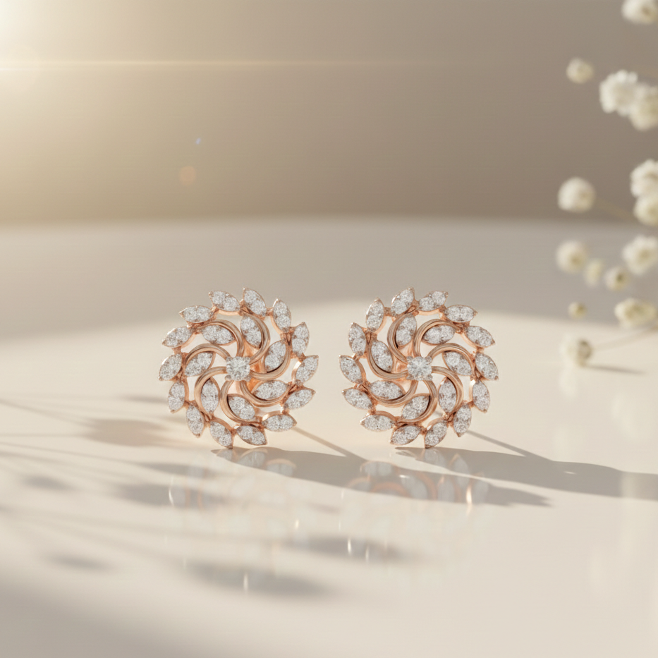 Radiant Petal Swirl Sterling Silver Earrings for Women