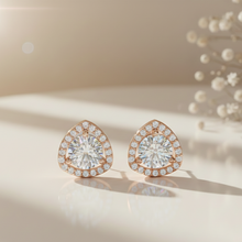 Load image into Gallery viewer, Trilliant Halo Sterling Silver Earrings for Her