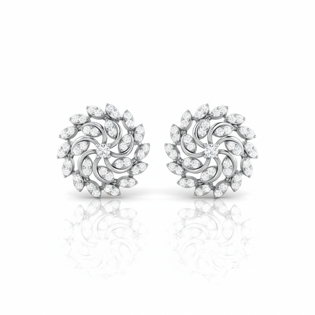 Radiant Petal Swirl Sterling Silver Earrings for Women