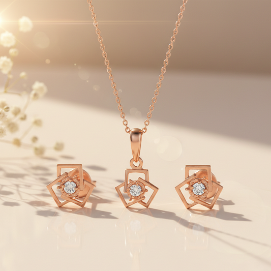 Rose Gold Bling Pendant Set