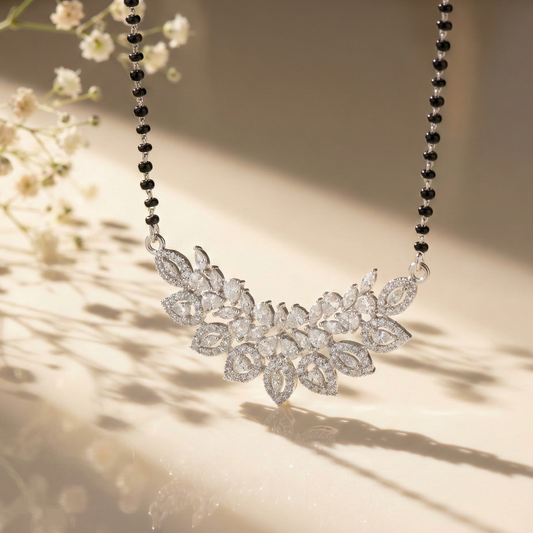 Silver Floral Mangalsutra