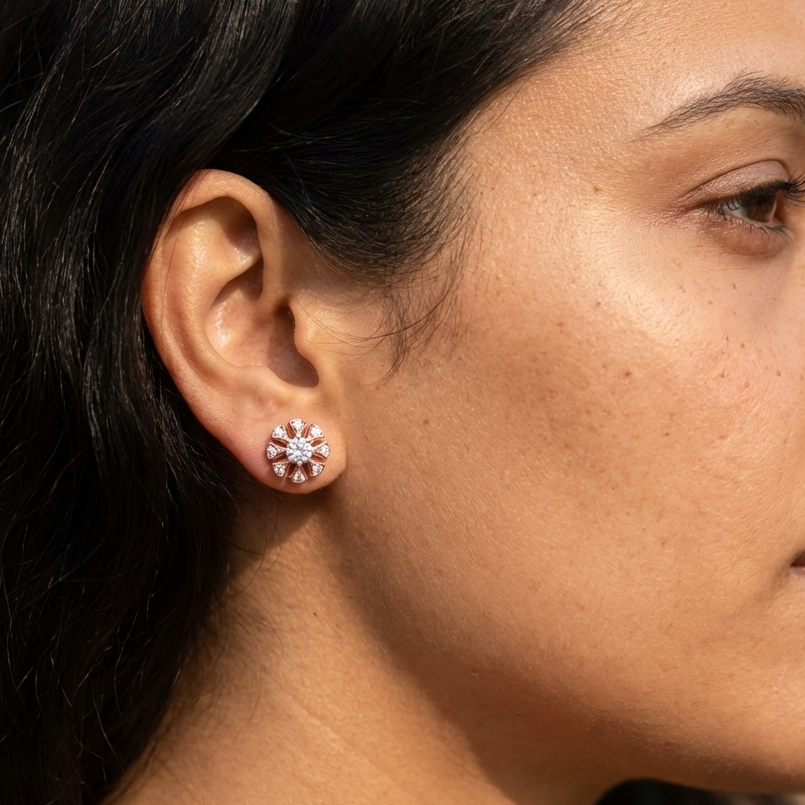 Floral Bloom Sterling Silver Earrings for Her