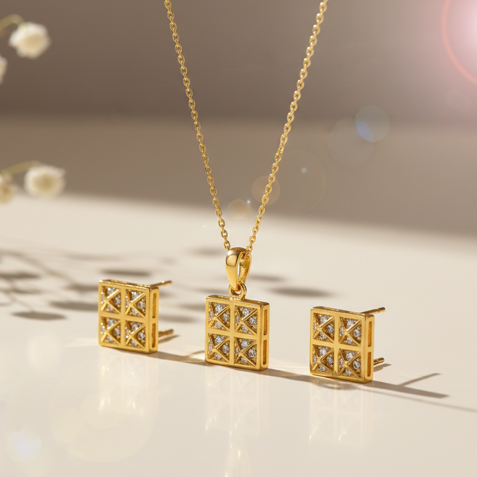 GIZA YELLOW GOLD PENDANT SET
