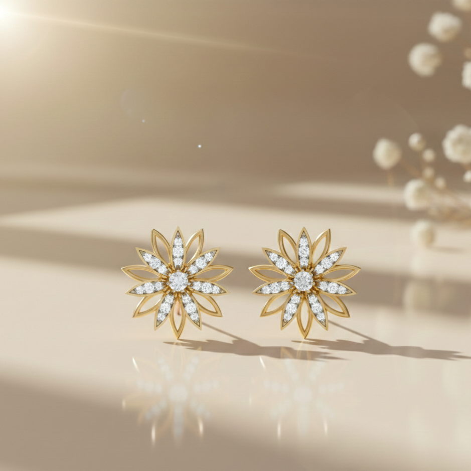 Radiant Bloom Sterling Silver Earrings for Women