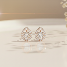 Load image into Gallery viewer, Teardrop Halo Sterling Silver Earrings for Her
