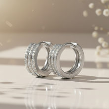 Load image into Gallery viewer, Trinity Diamond sparkle hoop bali earrings for her