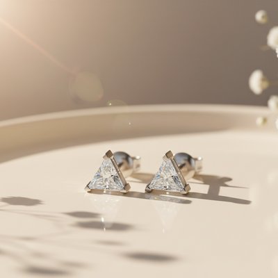 Trillion Cut Diamond Stud Earrings for her