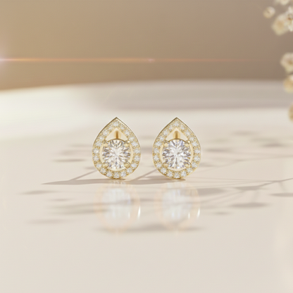 Teardrop Halo Sterling Silver Earrings for Her