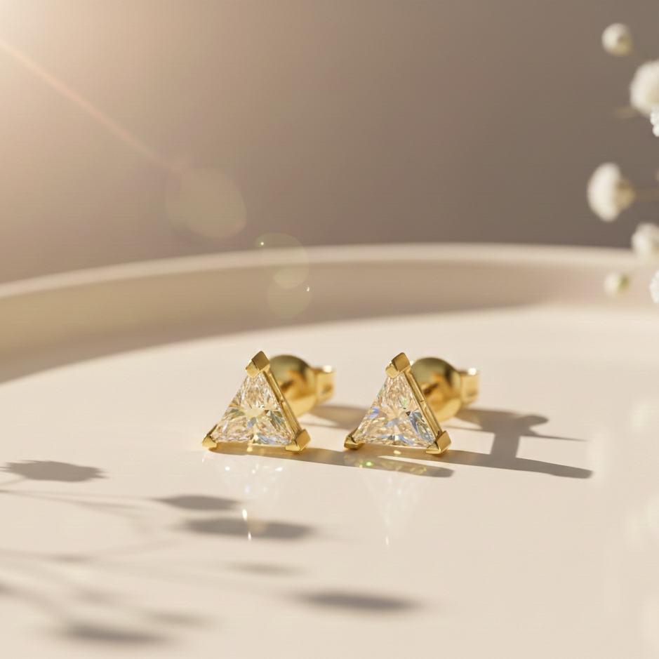 Trillion Cut Diamond Stud Earrings for her
