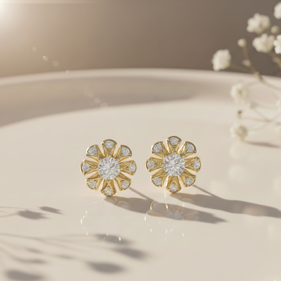 Floral Bloom Sterling Silver Earrings for Her