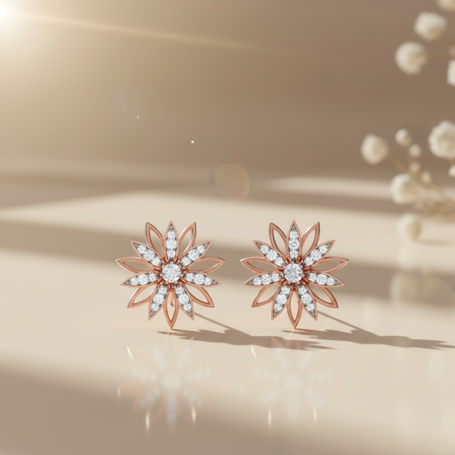 Radiant Bloom Sterling Silver Earrings for Women
