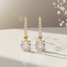 Load image into Gallery viewer, Solitaire Dangling Hoop Sterling Silver Earrings for Her
