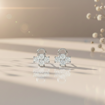 Dainty Floral Sterling Silver Earrings for Women