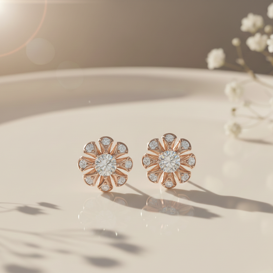 Floral Bloom Sterling Silver Earrings for Her