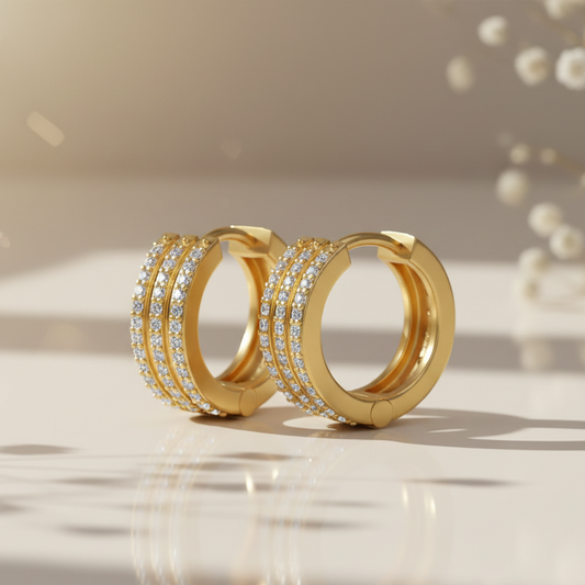 Trinity Diamond sparkle hoop bali earrings for her