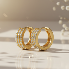 Load image into Gallery viewer, Trinity Diamond sparkle hoop bali earrings for her
