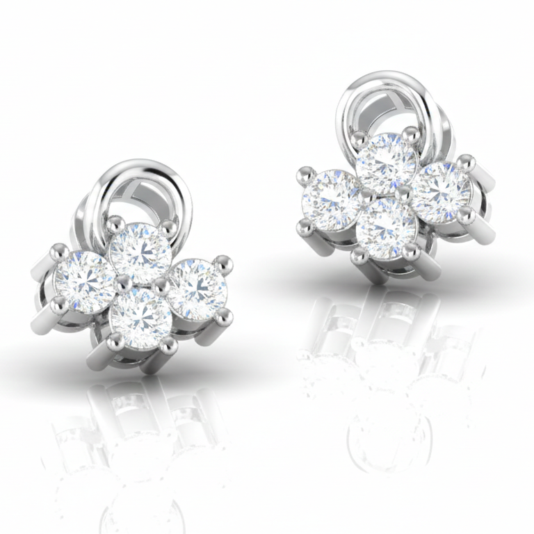 Dainty Floral Sterling Silver Earrings for Women