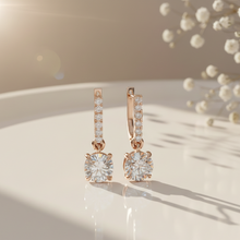 Load image into Gallery viewer, Solitaire Dangling Hoop Sterling Silver Earrings for Her