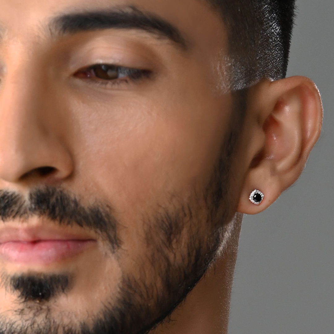 Hades Ear Silver Stud For Men (1 PC ONLY)