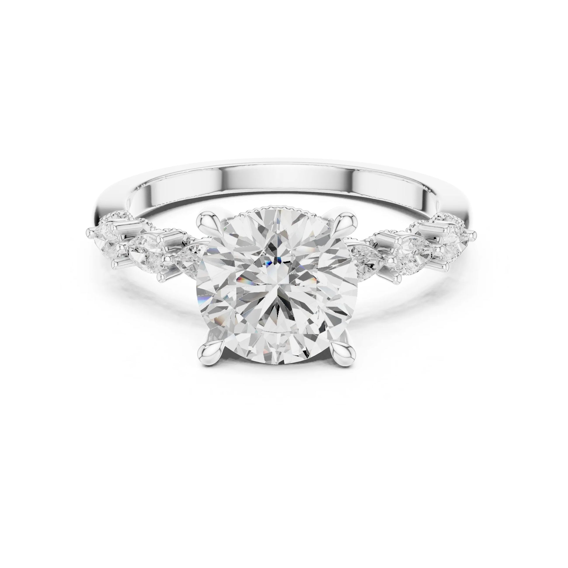 Ishita 2ct Round silver finish Moissanite Solitaire Diamond Ring for her