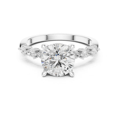 Ishita 2ct Round silver finish Moissanite Solitaire Diamond Ring for her