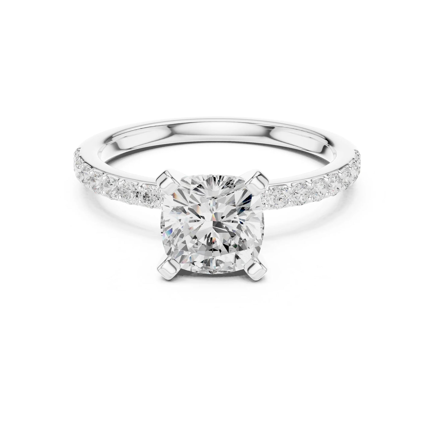 moissanite Diamond ring with a white gemstone on a white background