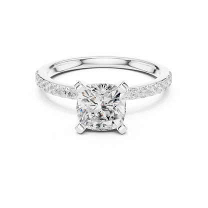 moissanite Diamond ring with a white gemstone on a white background