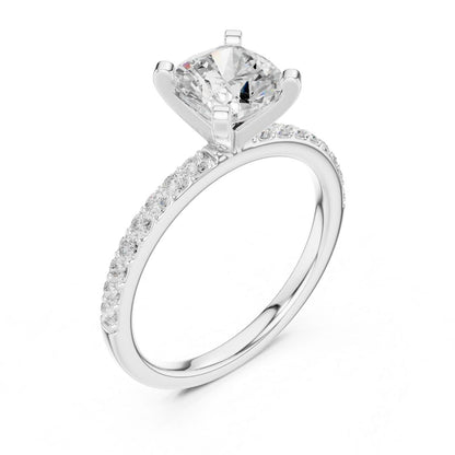 moissanite Diamond ring with a clear gemstone on a white background