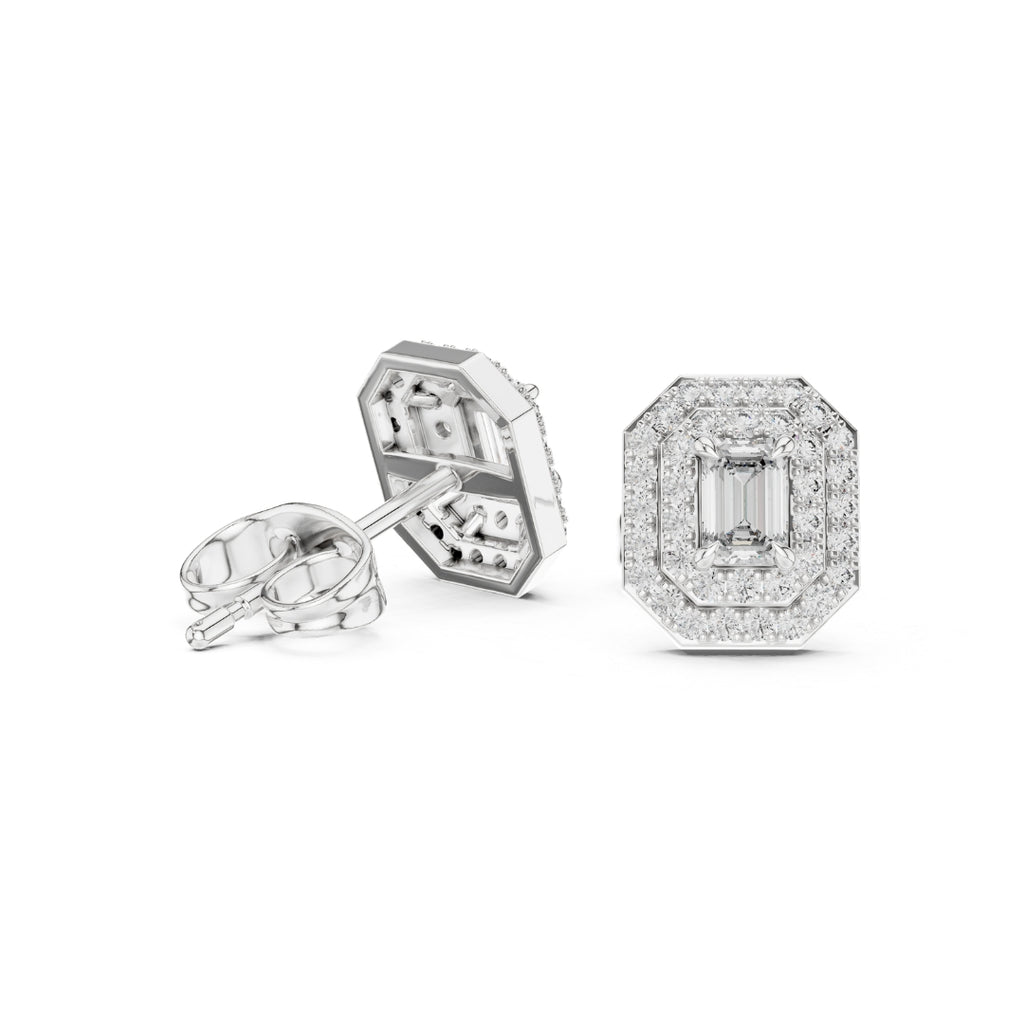 moissanite Diamond earrings on a white background