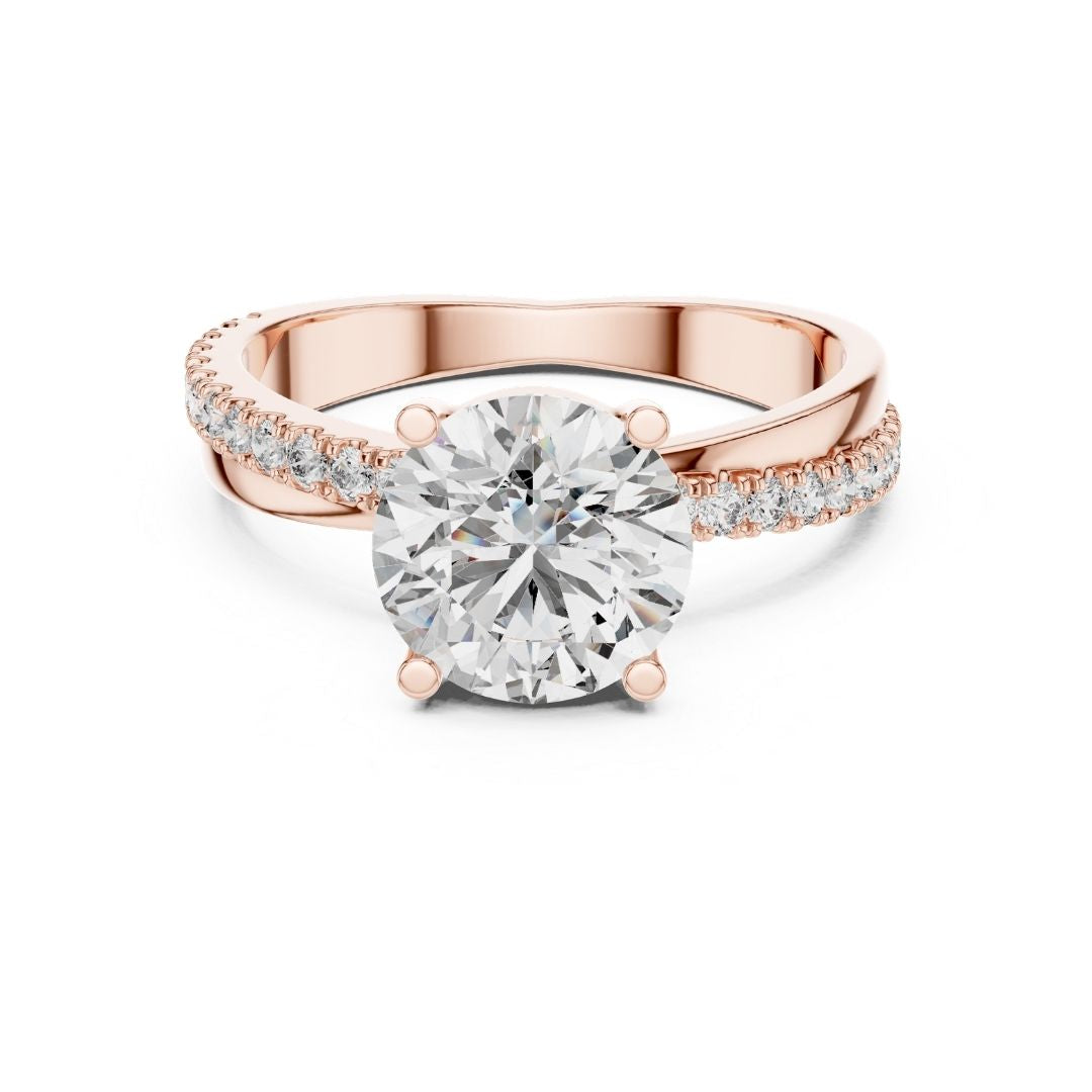 Kiara 2ct Round Moissanite Rosegold finish  Solitaire Diamond Ring for her