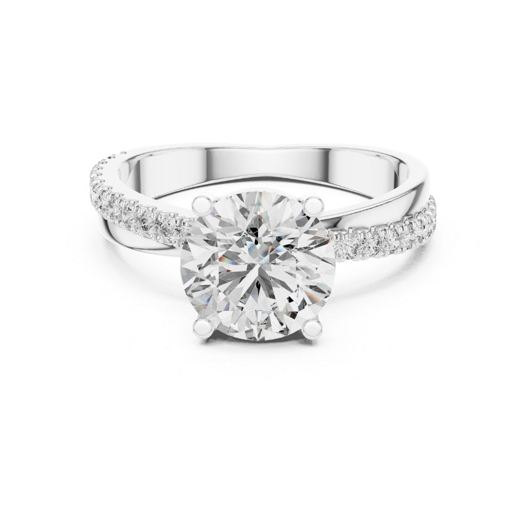 Kiara 2ct Round Moissanite Silver finish Solitaire Diamond Ring for her