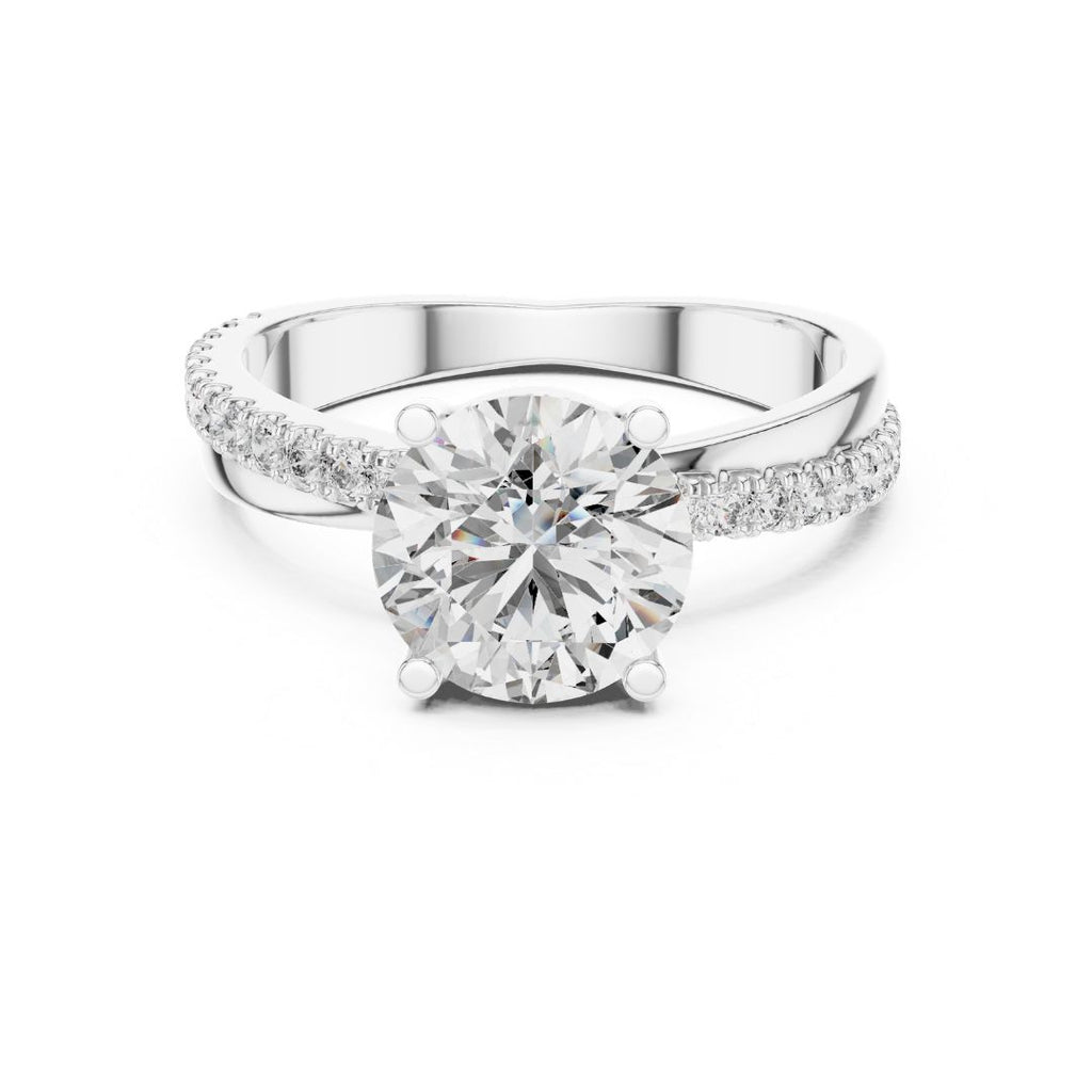 Kiara 2ct Round Moissanite Silver finish Solitaire Diamond Ring for her