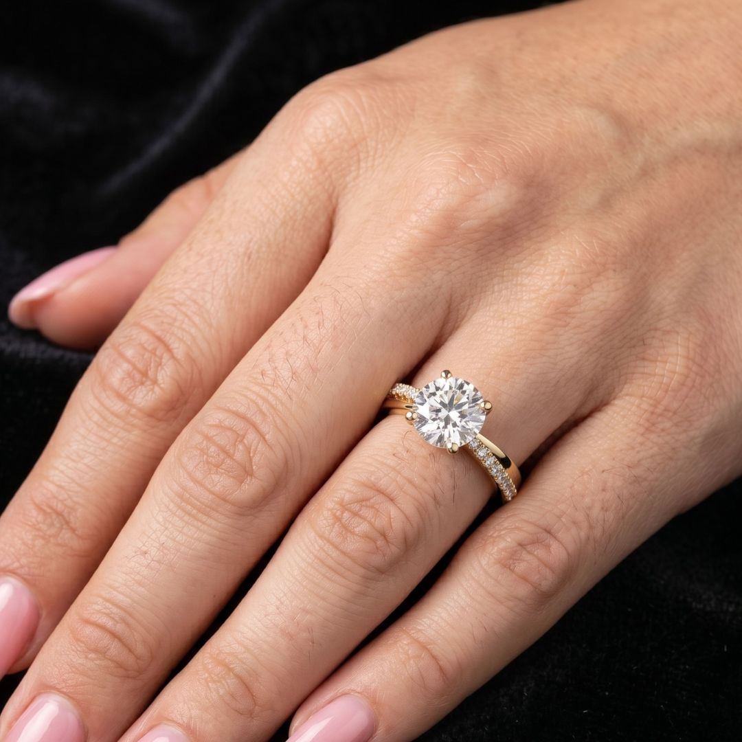Kiara 2ct Round Moissanite wearing Solitaire Diamond Ring for her