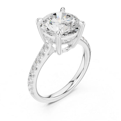 moissanite Diamond ring with a large central gemstone on a white background