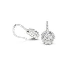 Load image into Gallery viewer, Pair of moissanite diamond earrings on a white background