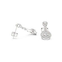 Load image into Gallery viewer, Pair of  moissanite silver earrings on a white background