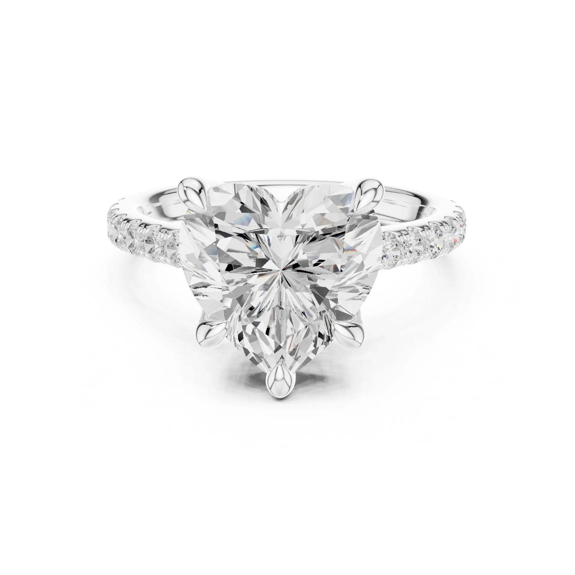moissanite Diamond ring with a clear gemstone on a white background