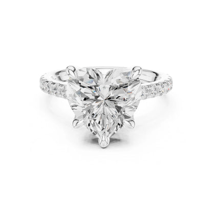moissanite Diamond ring with a clear gemstone on a white background