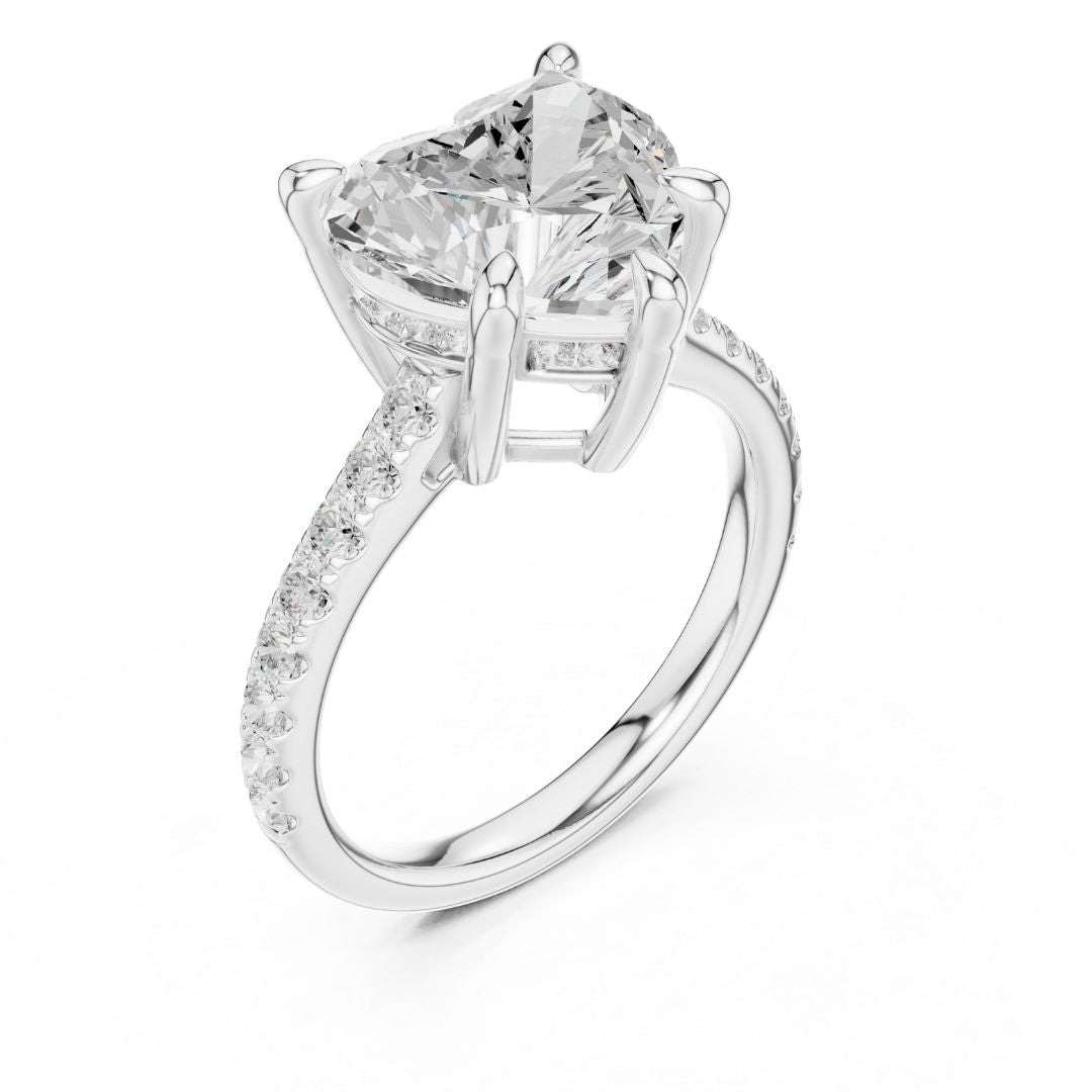 moissanite Diamond ring with a clear gemstone on a white background