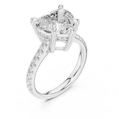 moissanite Diamond ring with a clear gemstone on a white background