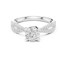 Load image into Gallery viewer, moissanite Diamond ring with a white gold band on a white background