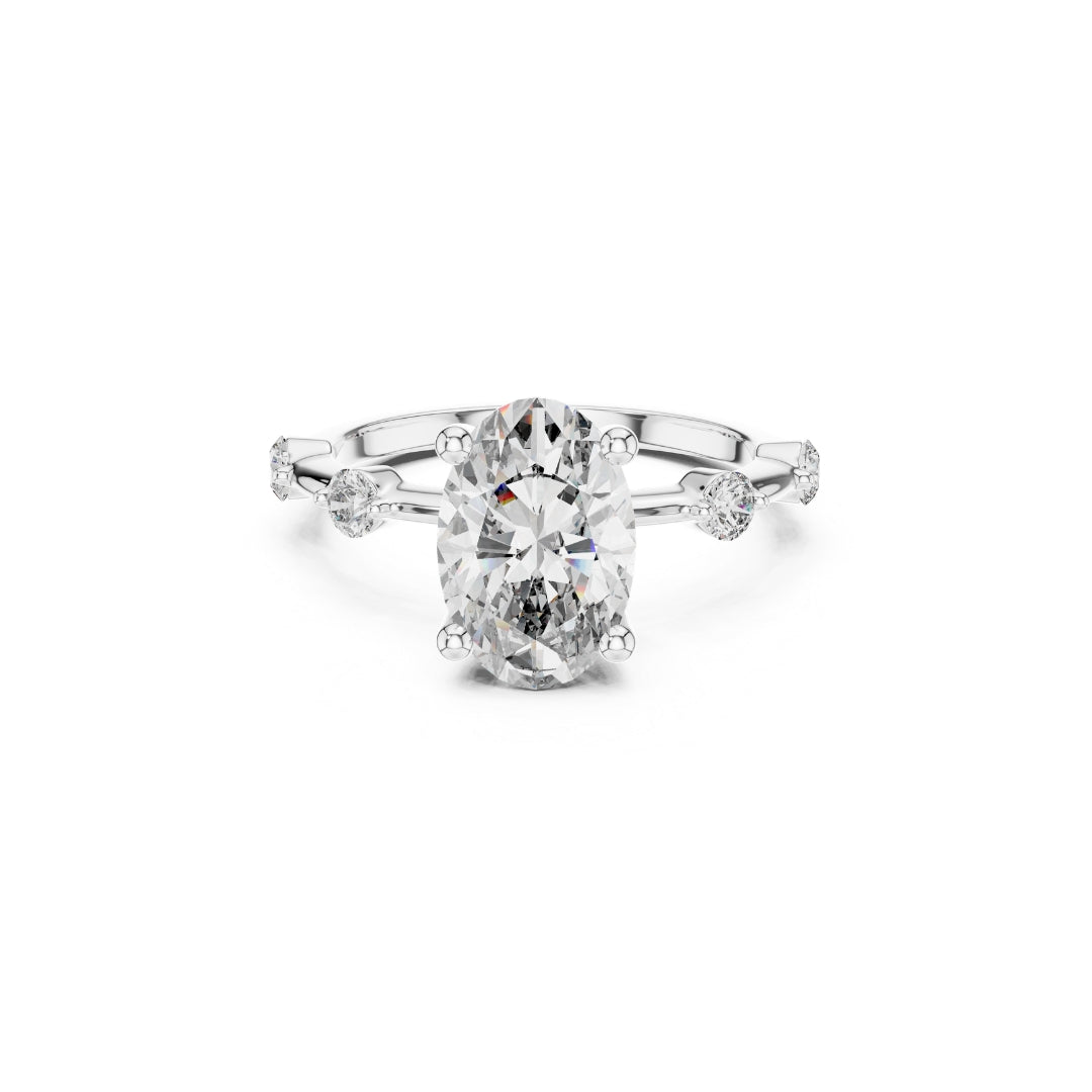 2CT OVAL MOISSANITE Diamond ring with a white background