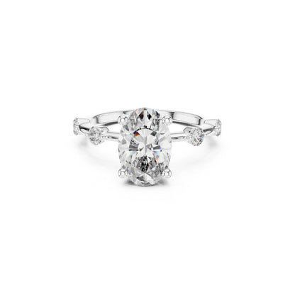 2CT OVAL MOISSANITE Diamond ring with a white background