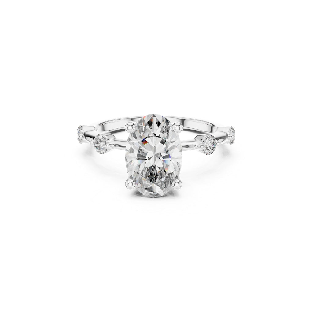 2CT OVAL MOISSANITE Diamond ring with a white background