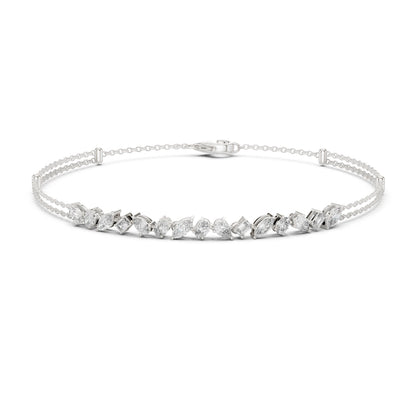 Silver bracelet with small  Moissanite diamonds on a white background