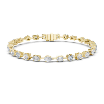 Gold bracelet with  moissanite diamonds on a white background