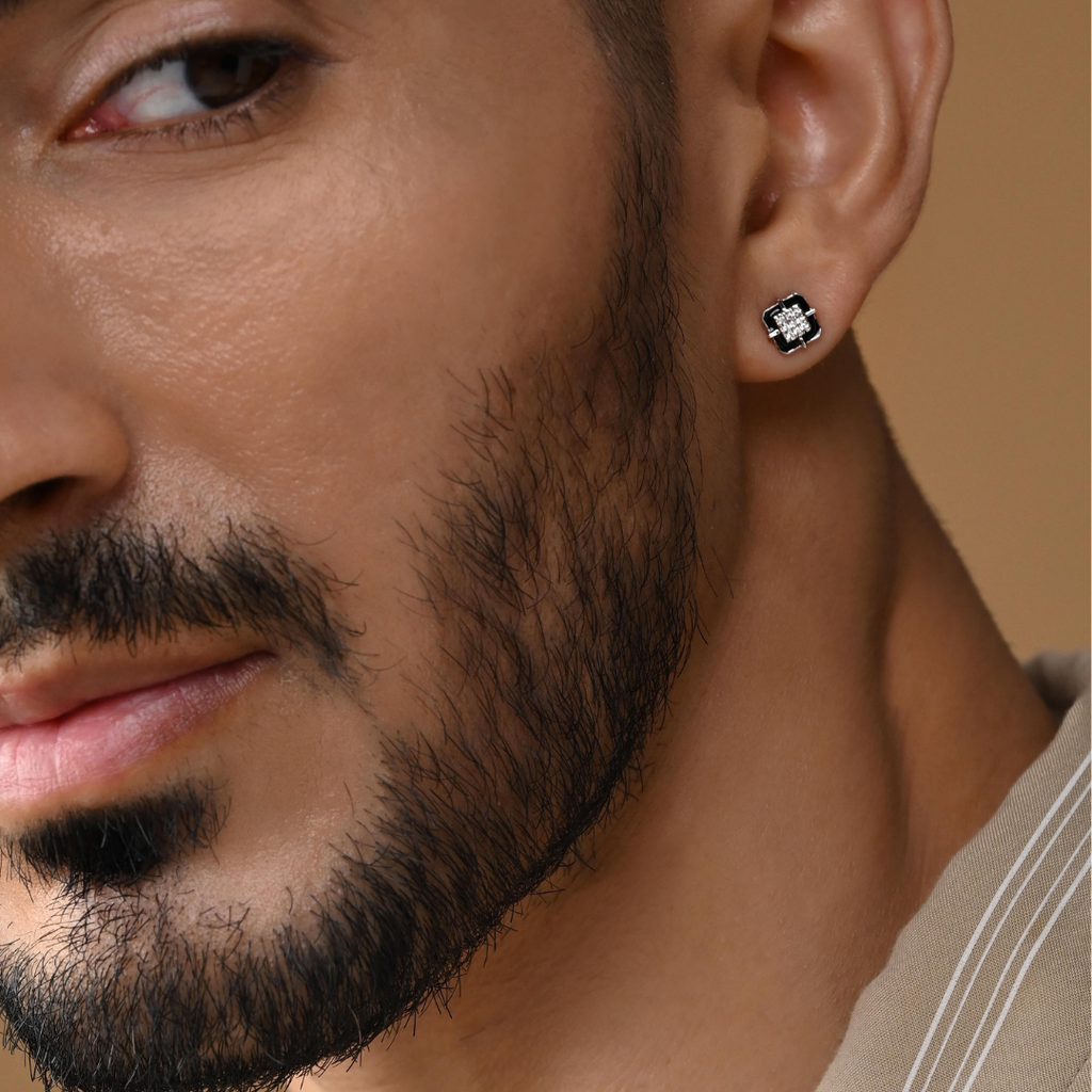 Neo Ear Silver Stud For Men (1 PC ONLY)