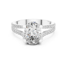 Load image into Gallery viewer, moissanite Diamond ring with a pear-shaped center stone on a white background